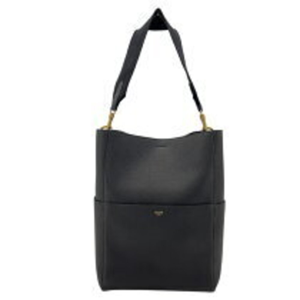 Celine Sangle Bucket Black Leather Shoulder Bag GD